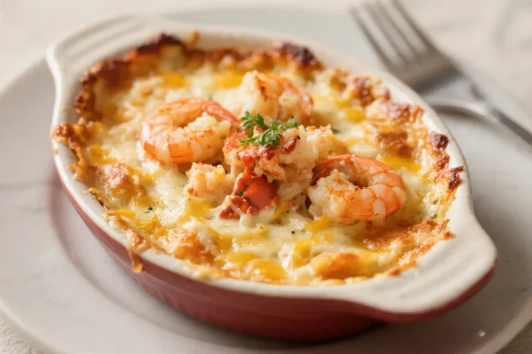 Irresistible Cheesy Shrimp & Crab Bake Dip – Creamy, Bubbly, Crowd-Pleasing