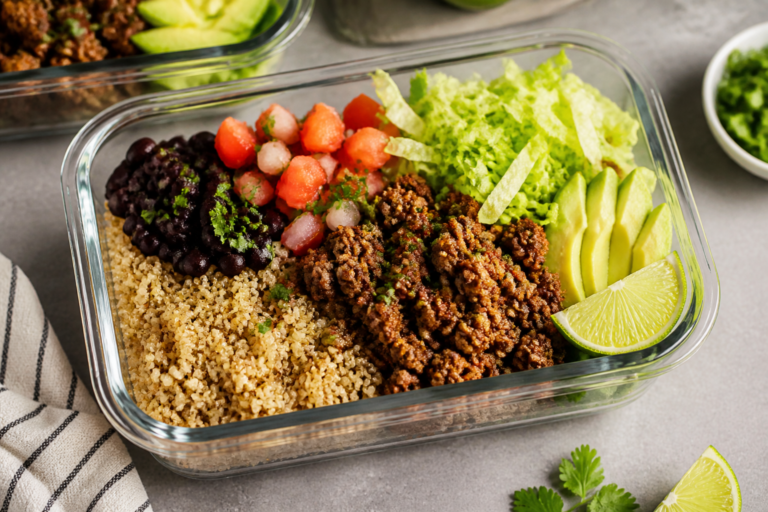 Quinoa Taco Bowl Meal Prep That Actually Excites You – Fresh, Colorful, and Ready for the Week