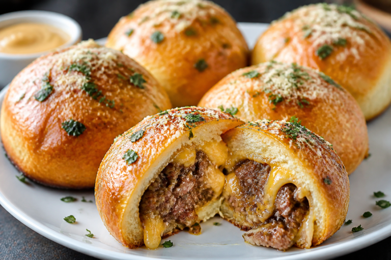 The BEST Garlic Parmesan Cheeseburger Bombs Ever Made – Crispy, Cheesy, and Seriously Satisfying
