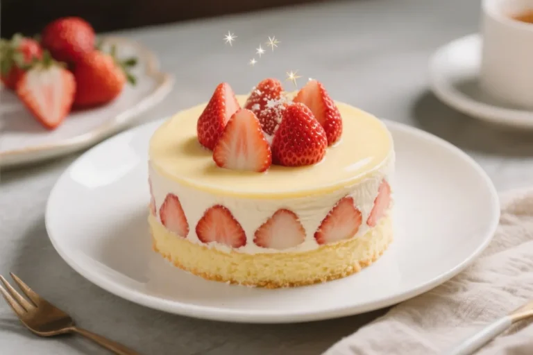 Heavenly Strawberry Custard Cake 🍓✨ – A Soft, Creamy, and Fresh Dessert