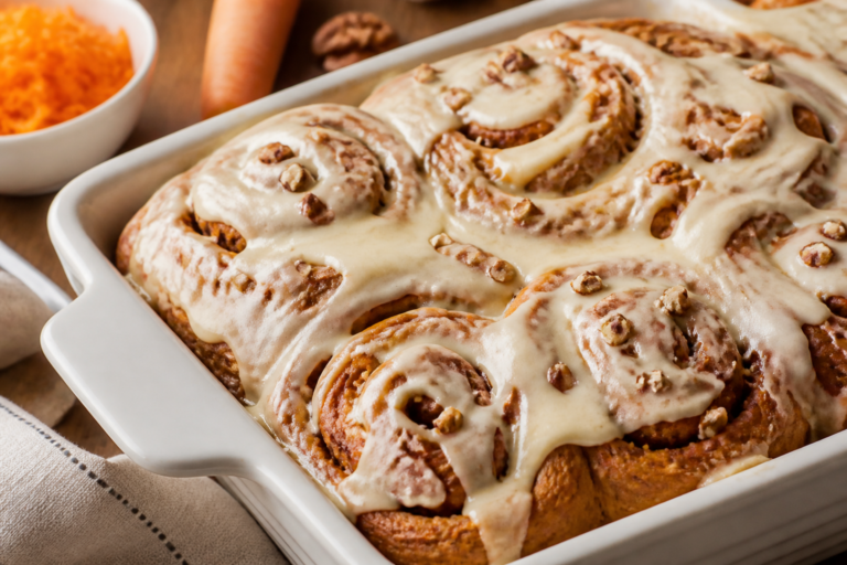 Carrot Cake Cinnamon Rolls – Soft, Spiced, and Perfectly Frosted