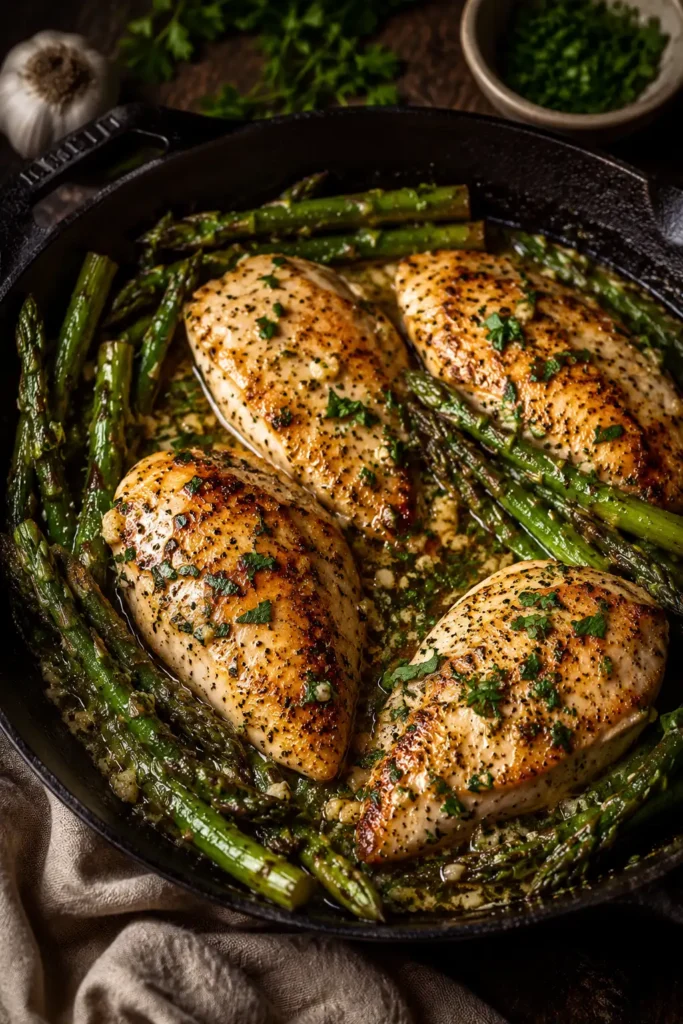 One-Pan Garlic Butter Chicken with Asparagus