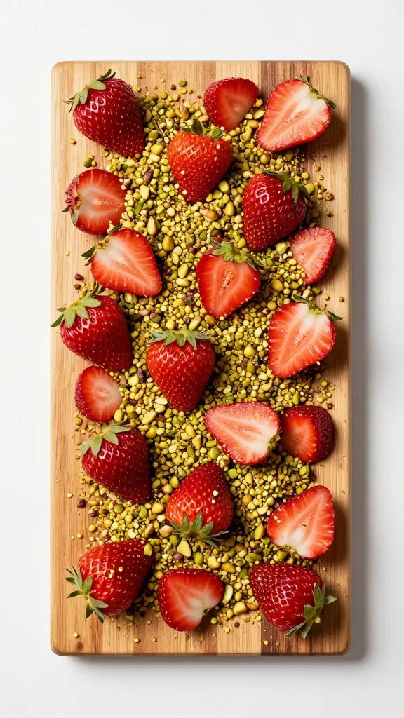 High-quality photo representing: 19. Spicy Strawberry-Maple Board with Pistachio Crunch