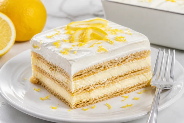 Zesty No-Bake Lemon Eclair Cake Recipe: Sweet Citrus Bliss – A Bright, Easy Dessert