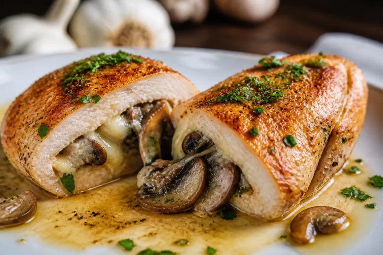 Juicy Garlic Mushroom Stuffed Chicken Breast (Step-by-Step) – Tender, Flavor-Packed Dinner