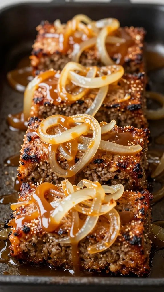 High-quality photo representing: 4. Oven-Baked Lovin’ Meatloaf with Caramelized Onions