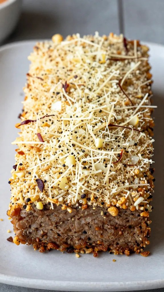 High-quality photo representing: 8. Garlic-Parmesan Crust Meatloaf