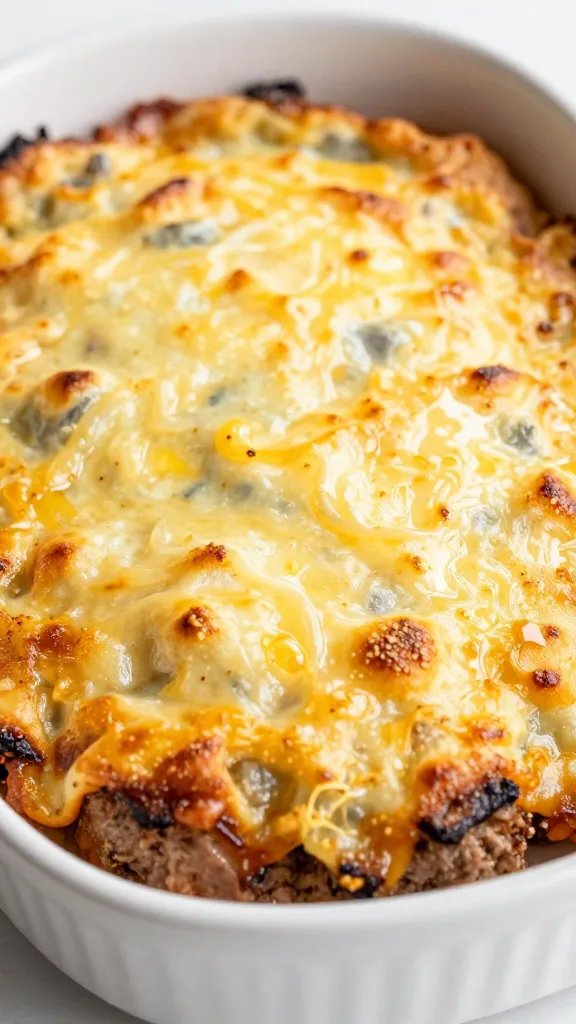 High-quality photo representing: 11. Meatloaf Gratin with Cheesy Crust