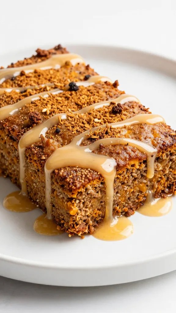 High-quality photo representing: 15. Pumpkin Spice Meatloaf with Maple Drizzle