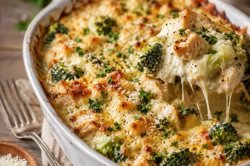Creamy Chicken Broccoli Cheese Casserole
