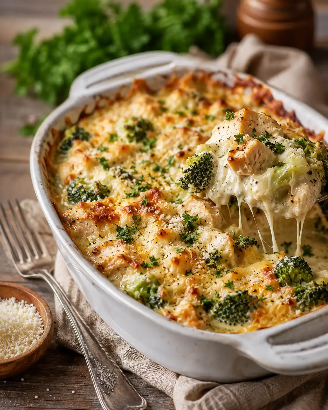 Creamy Chicken Broccoli Cheese Casserole